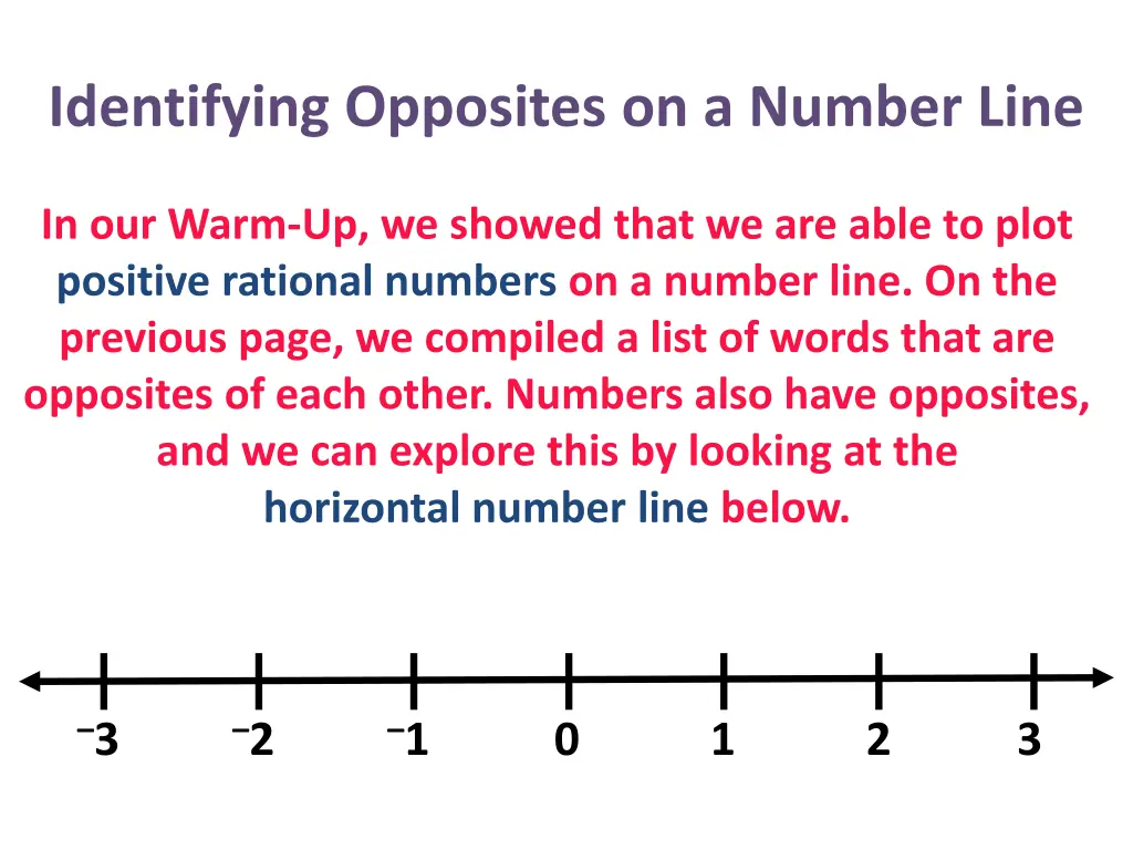 identifying opposites on a number line 4