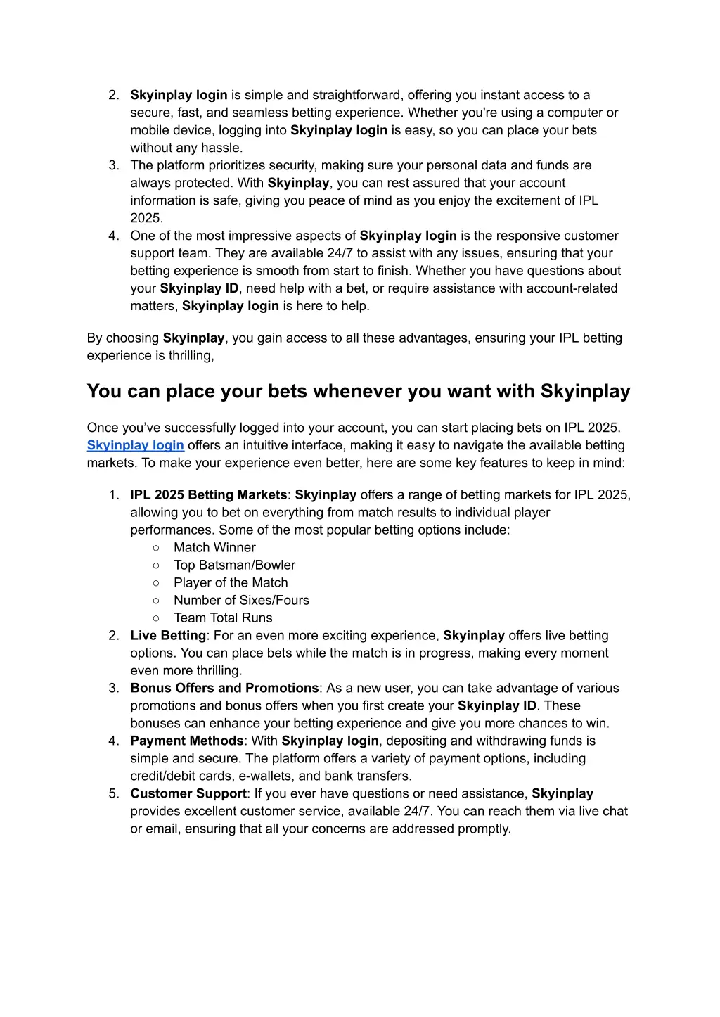 2 skyinplay login is simple and straightforward