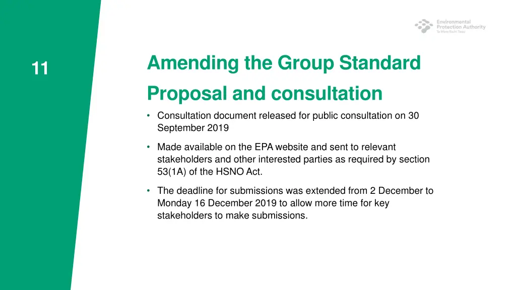 amending the group standard proposal