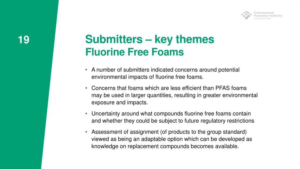 submitters key themes fluorine free foams