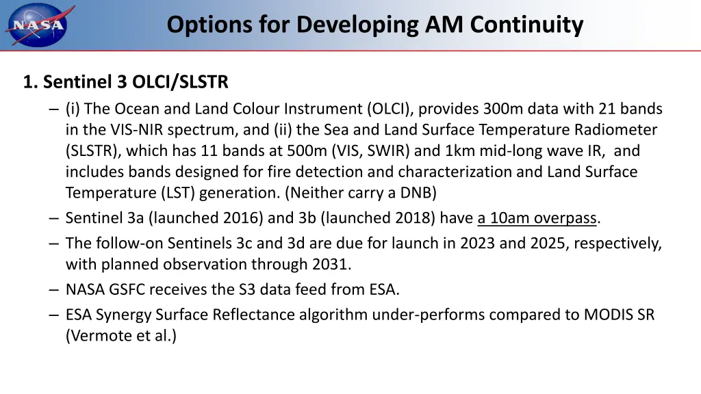 options for developing am continuity
