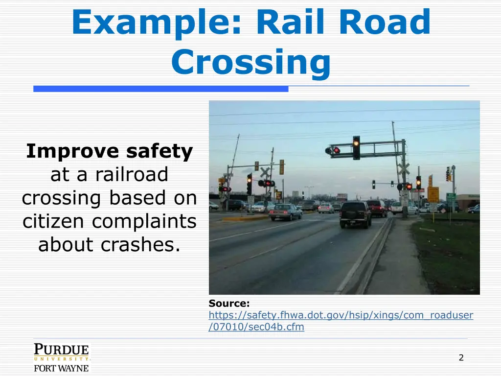 example rail road crossing
