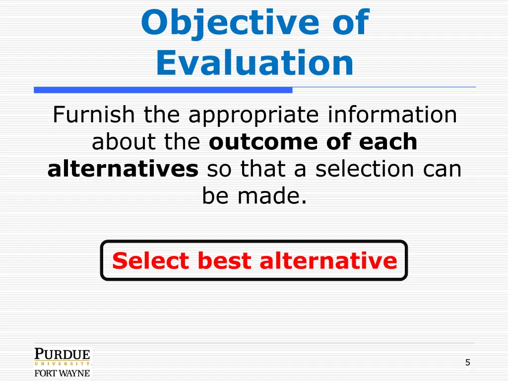 objective of evaluation