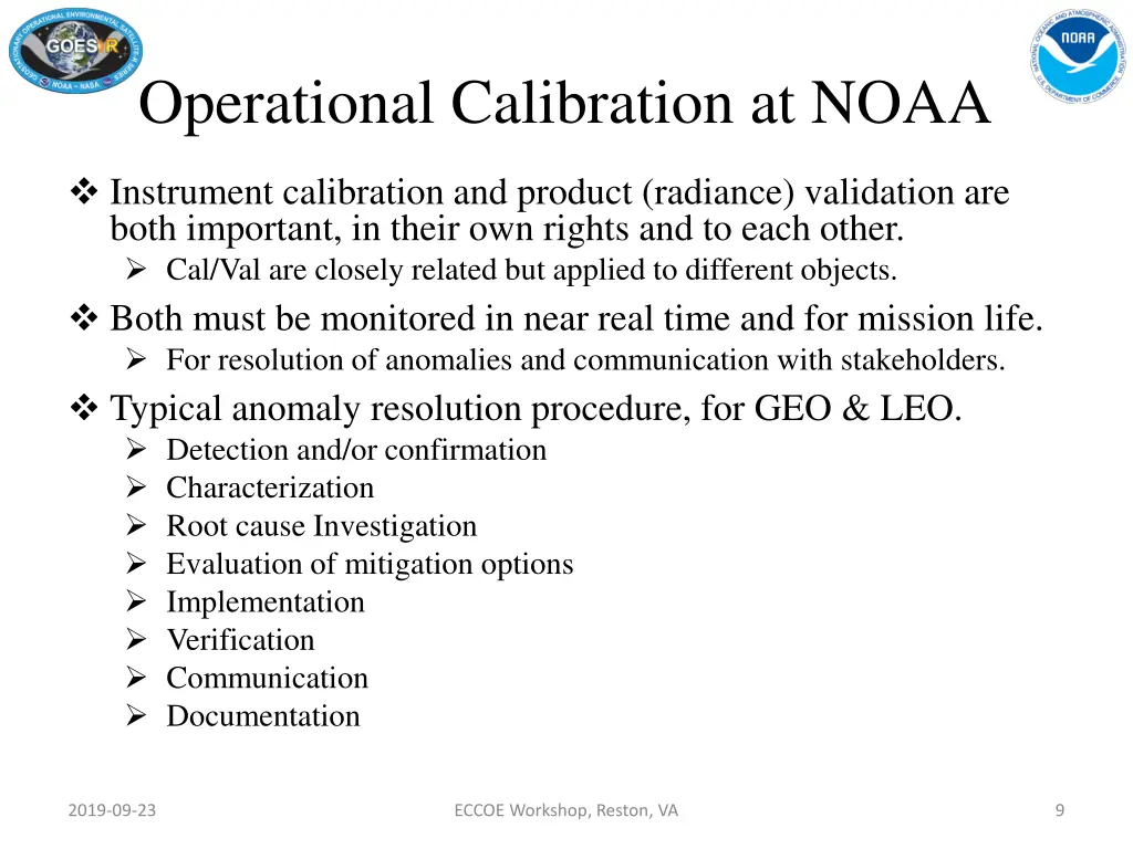operational calibration at noaa