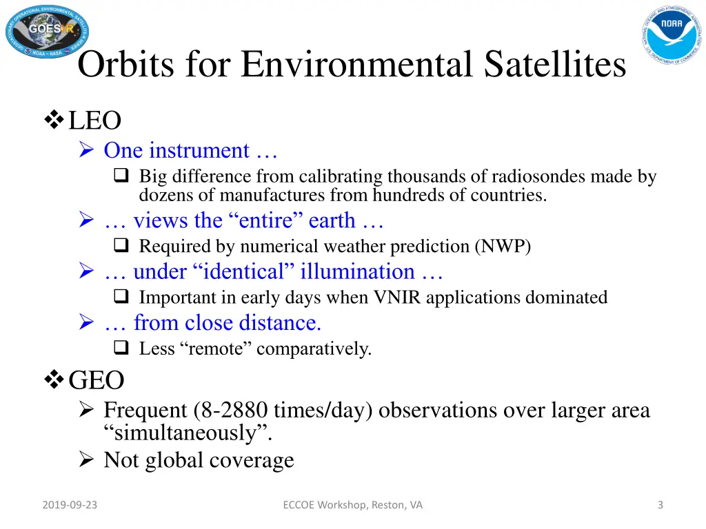 orbits for environmental satellites