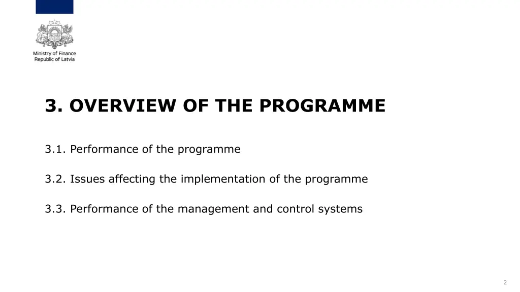 3 overview of the programme