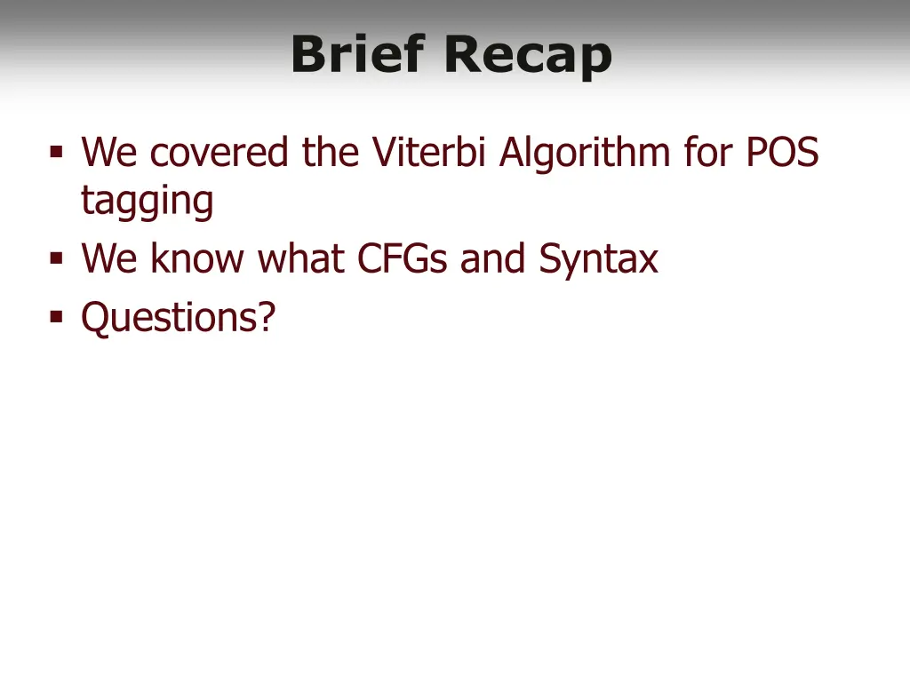 brief recap