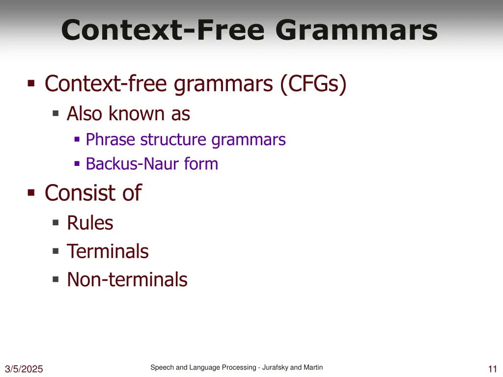 context free grammars
