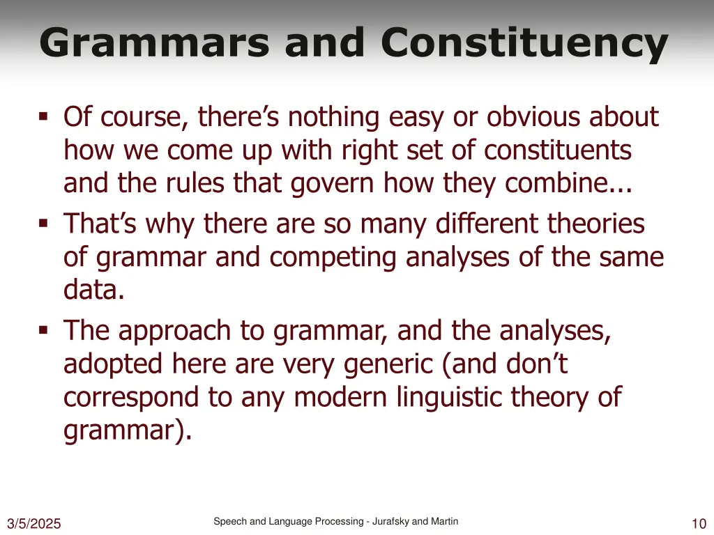 grammars and constituency