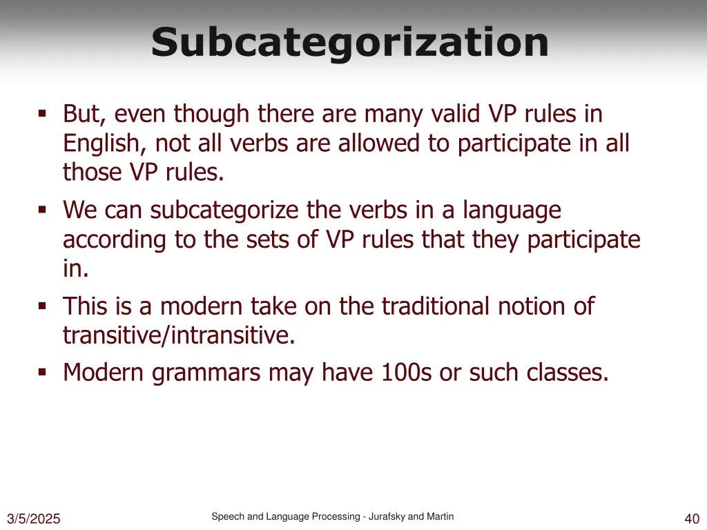 subcategorization