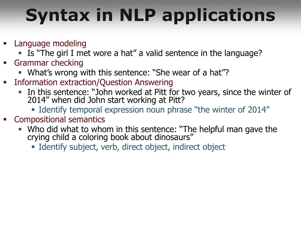 syntax in nlp applications