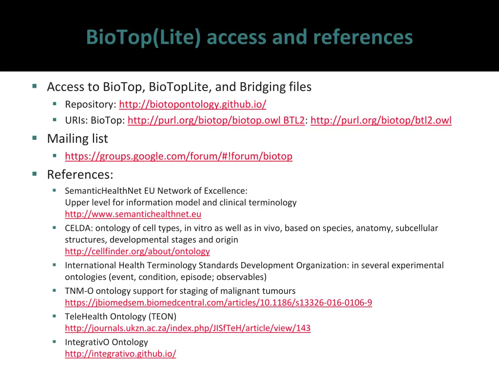 biotop lite access and references