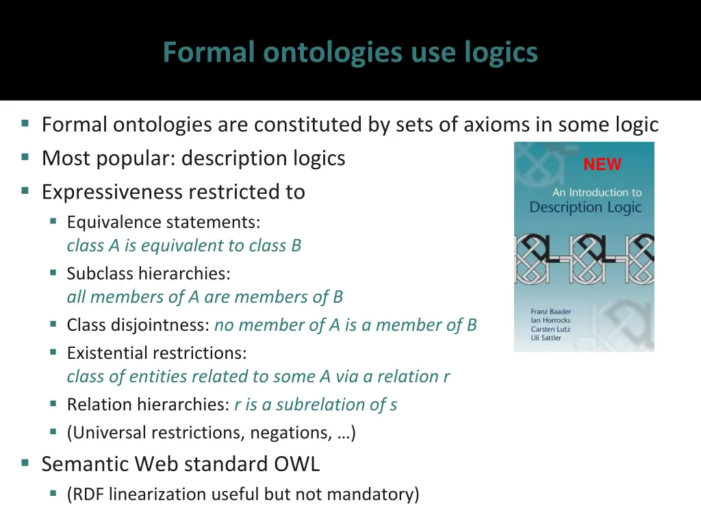 formal ontologies use logics
