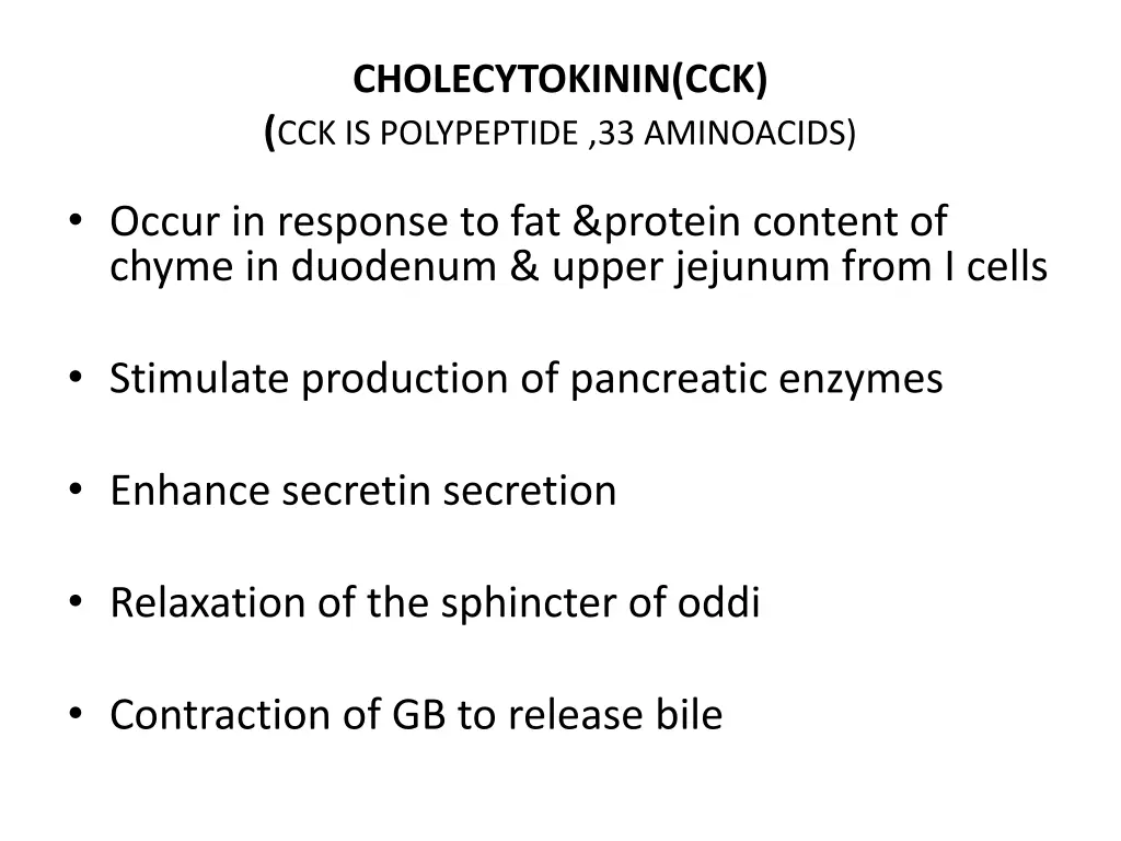 cholecytokinin cck cck is polypeptide