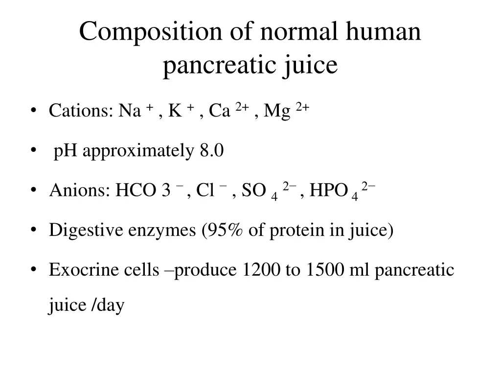 composition of normal human pancreatic juice