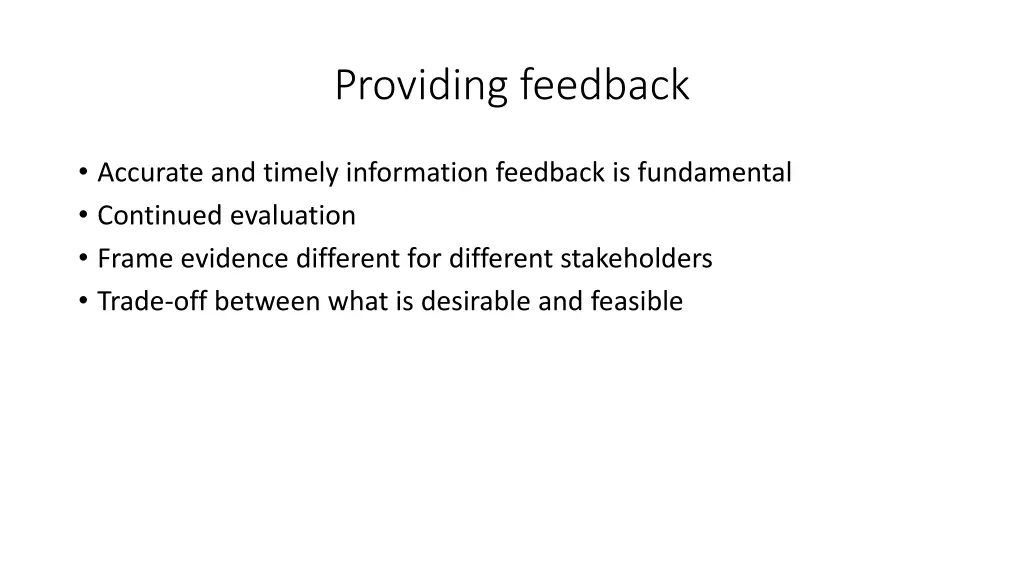 providing feedback