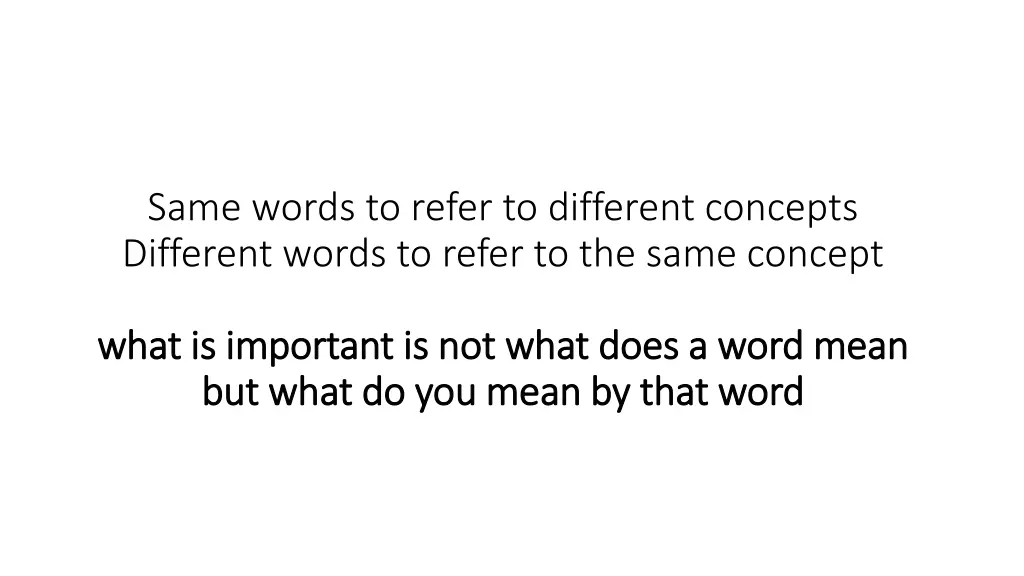 same words to refer to different concepts