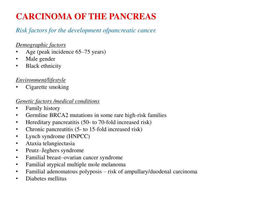 carcinoma of the pancreas