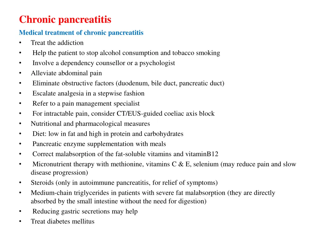 chronic pancreatitis medical treatment of chronic