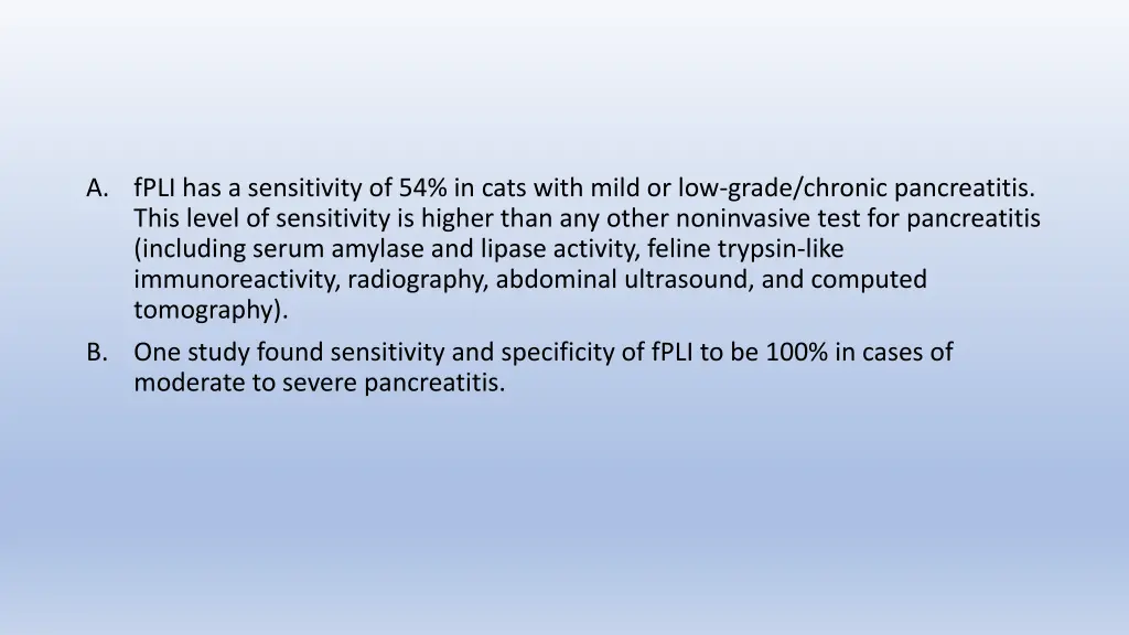 a fpli has a sensitivity of 54 in cats with mild