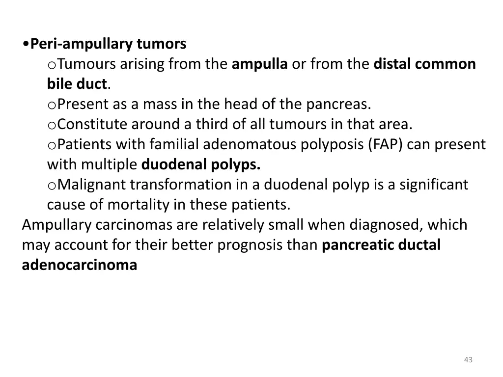peri ampullary tumors o tumours arising from