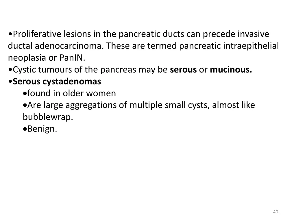 proliferative lesions in the pancreatic ducts