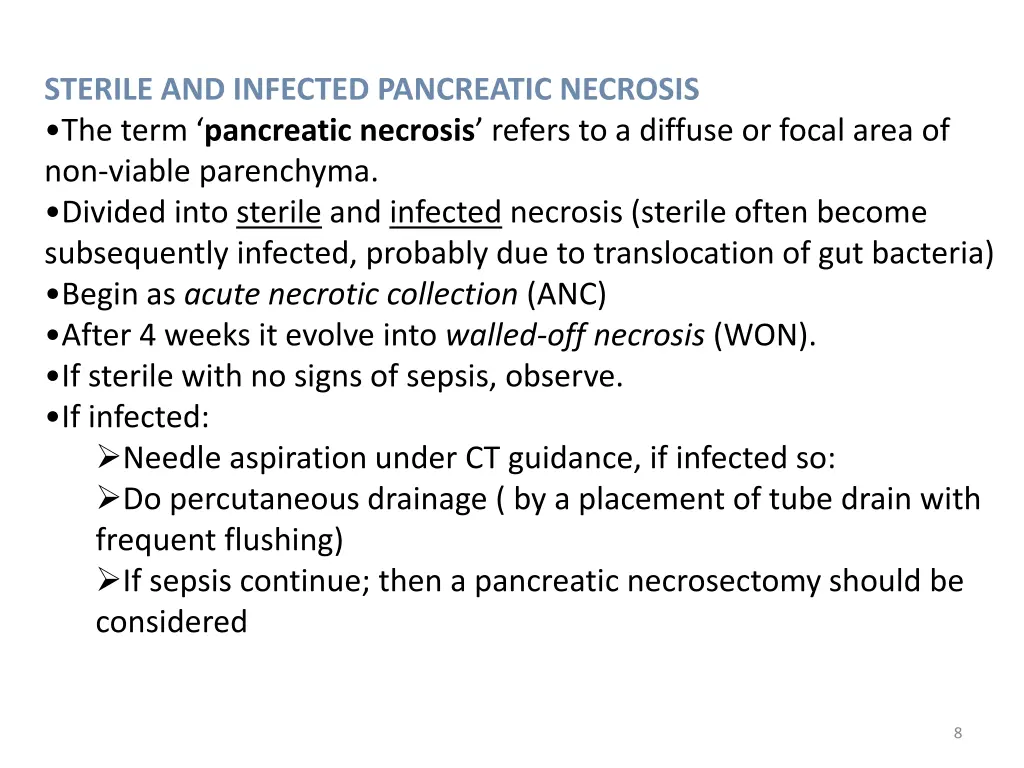sterile and infected pancreatic necrosis the term