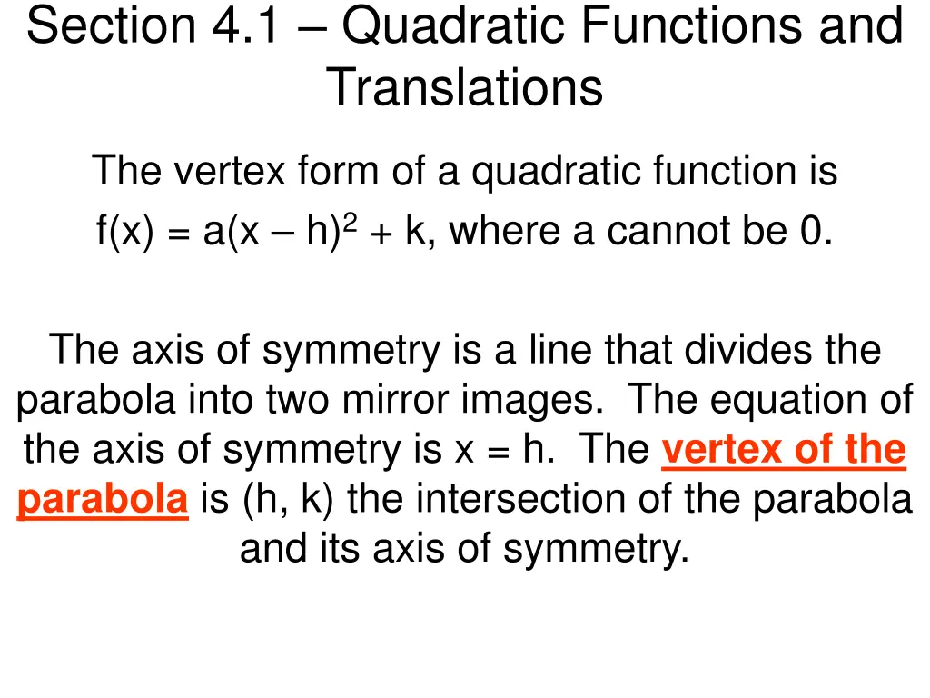 section 4 1 quadratic functions and translations 2