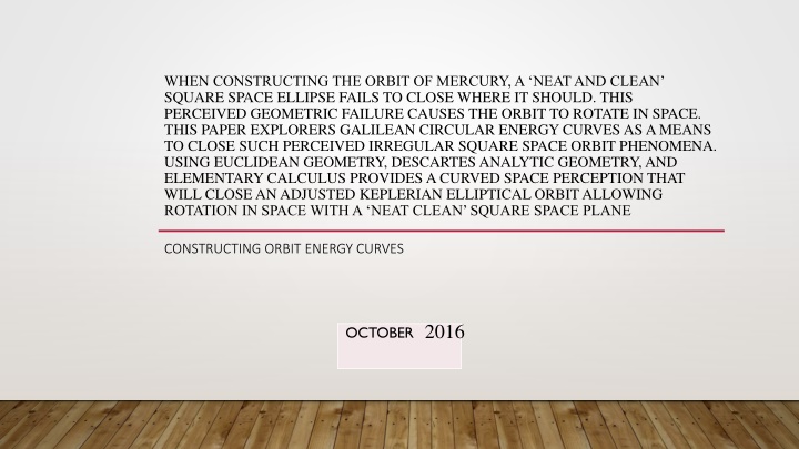 when constructing the orbit of mercury a neat