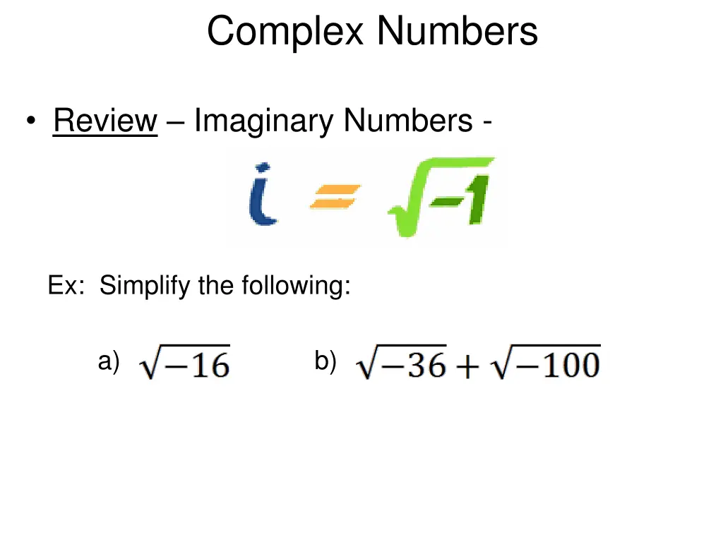 complex numbers