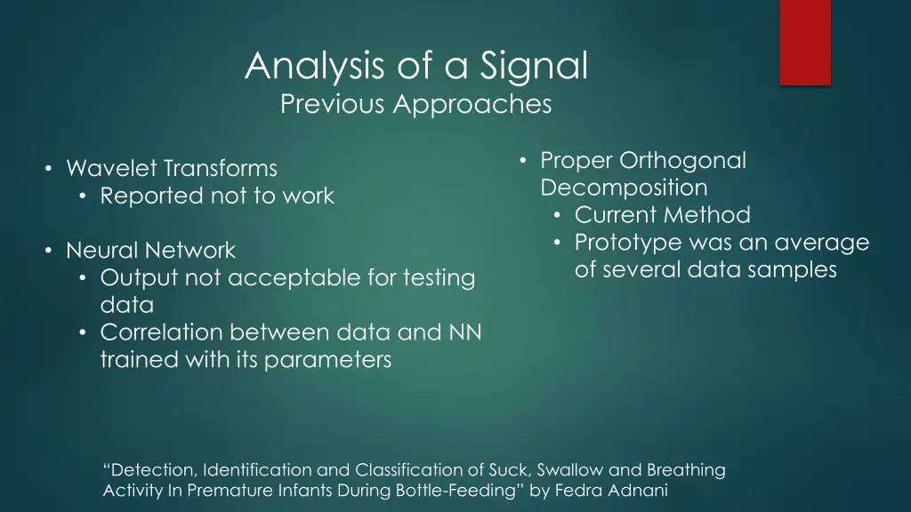 analysis of a signal previous approaches