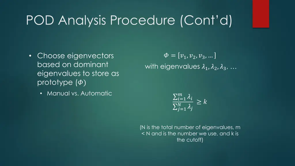 pod analysis procedure cont d