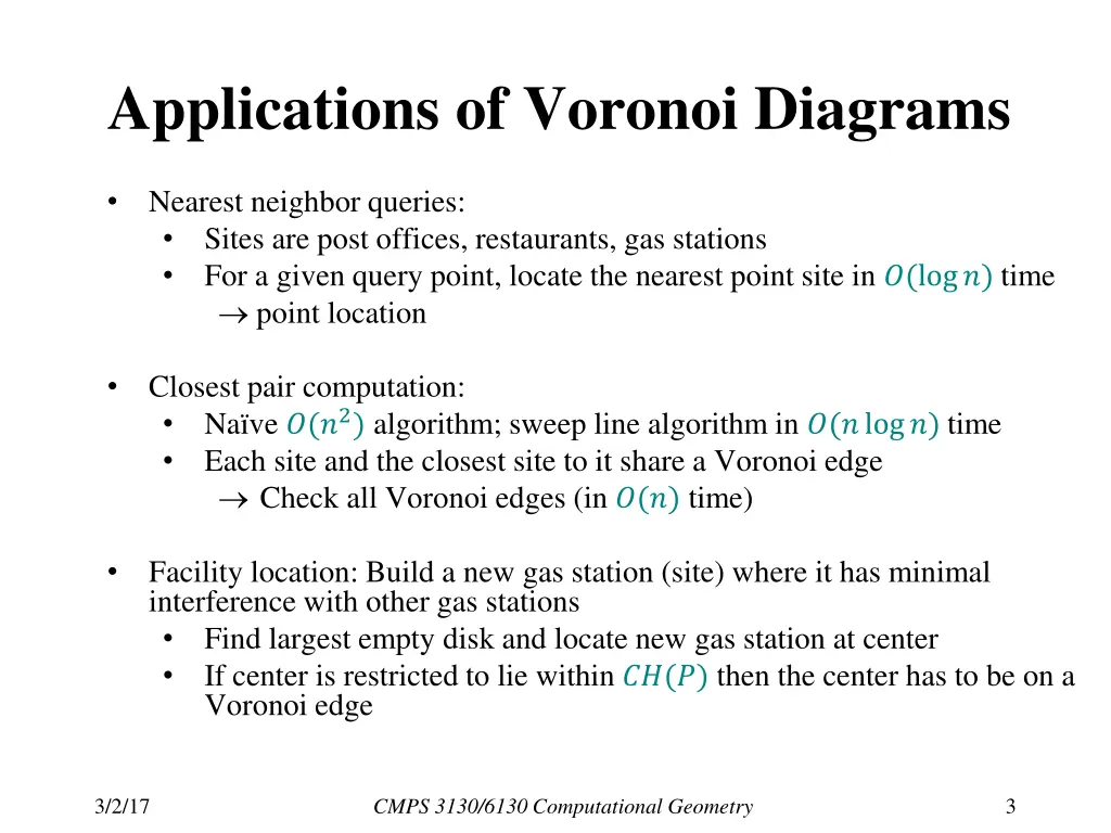 applications of voronoi diagrams