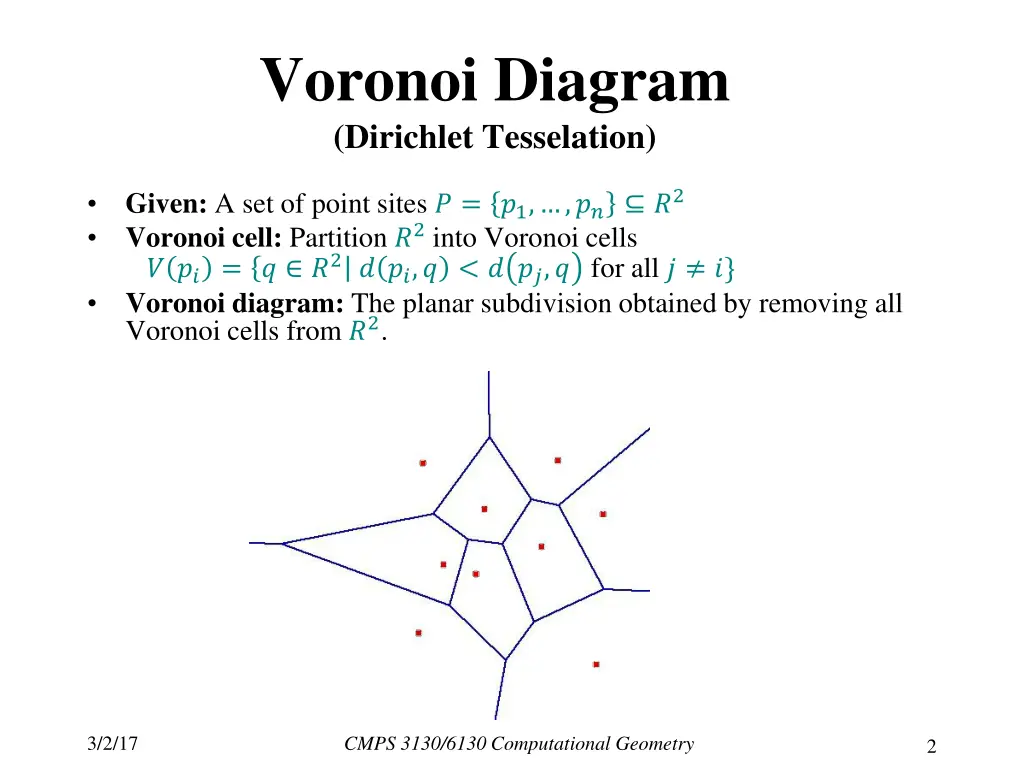 voronoi diagram dirichlet tesselation