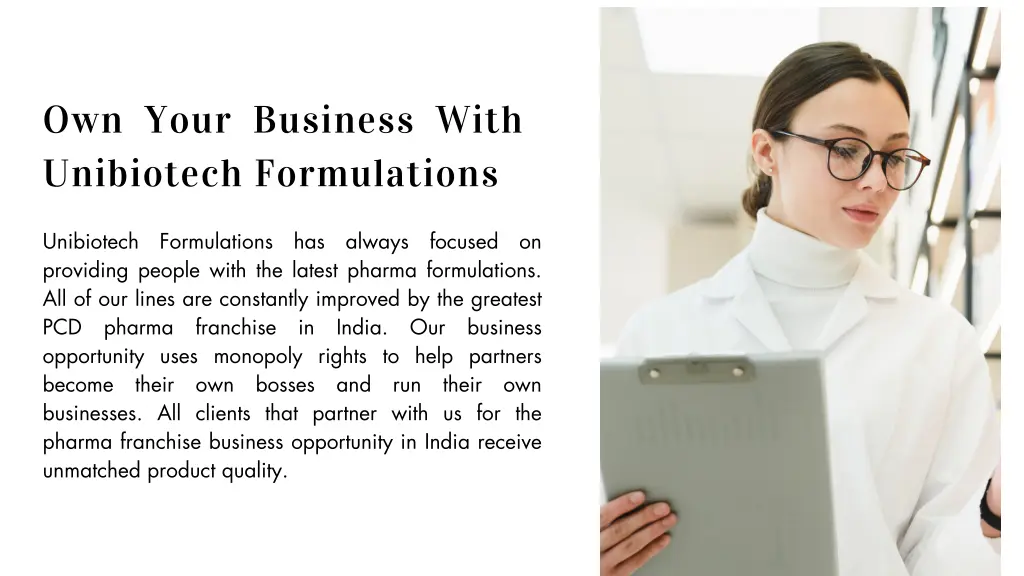 own your business with unibiotech formulations