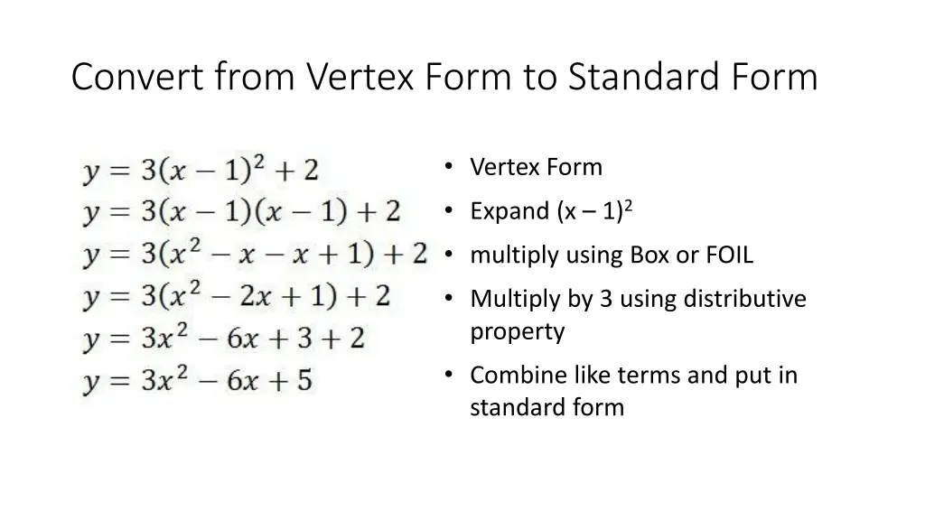 convert from vertex form to standard form