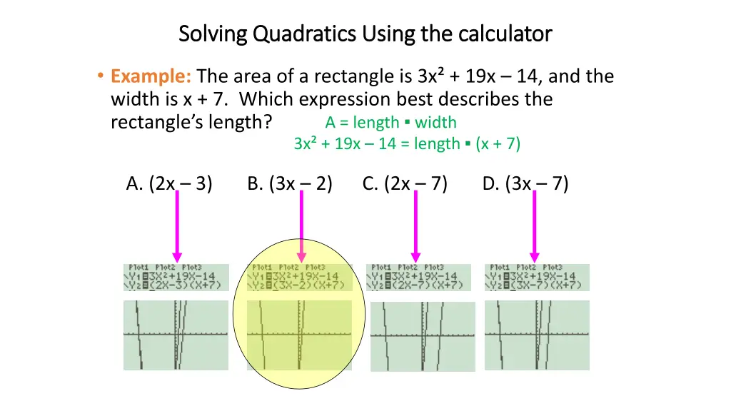 solving quadratics using the calculator solving