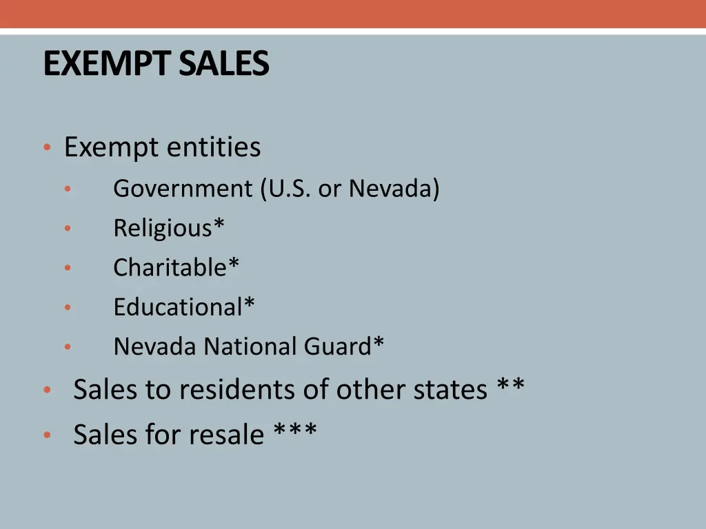 exempt sales 2