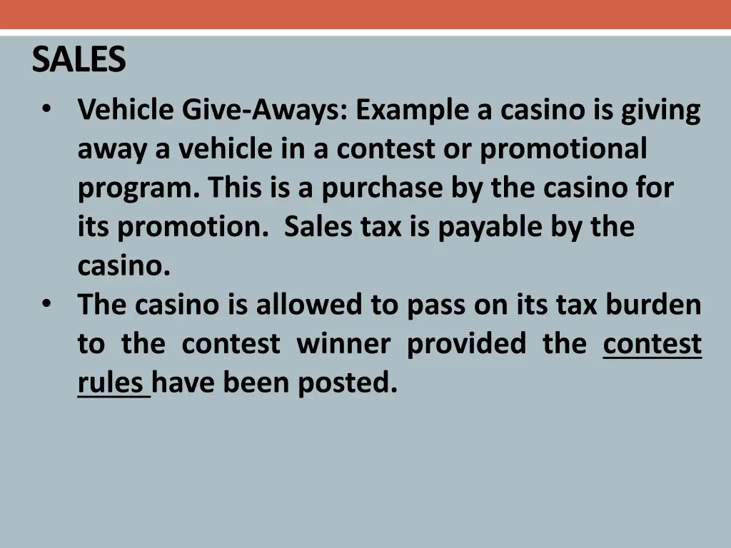 sales vehicle give aways example a casino
