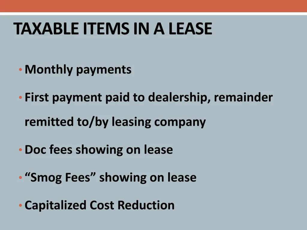 taxable items in a lease