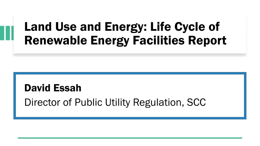 land use and energy life cycle of renewable