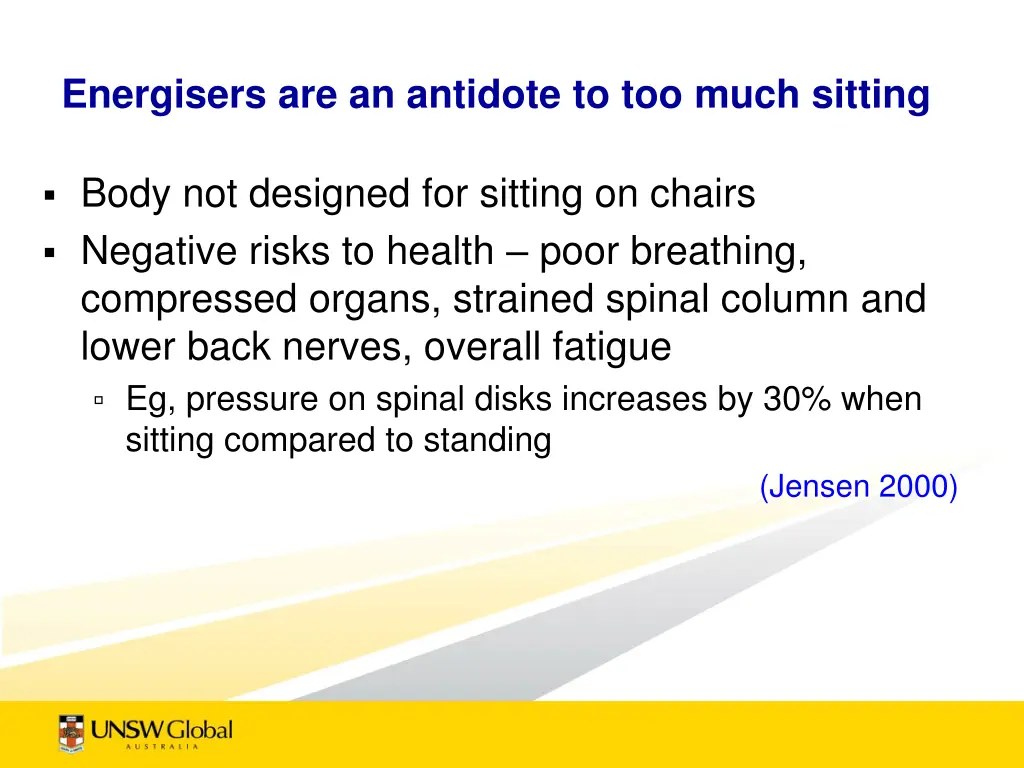 energisers are an antidote to too much sitting