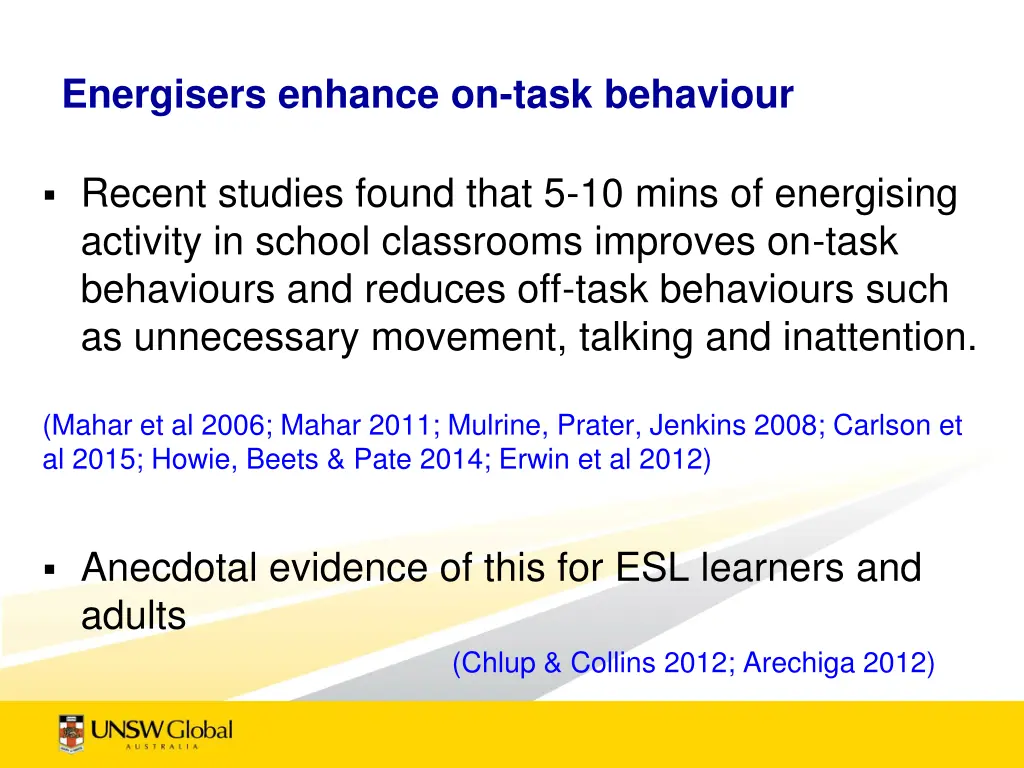 energisers enhance on task behaviour