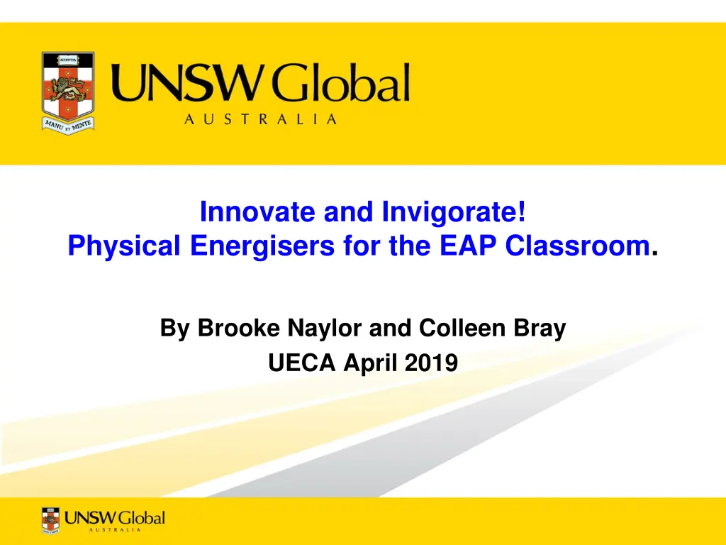 innovate and invigorate physical energisers