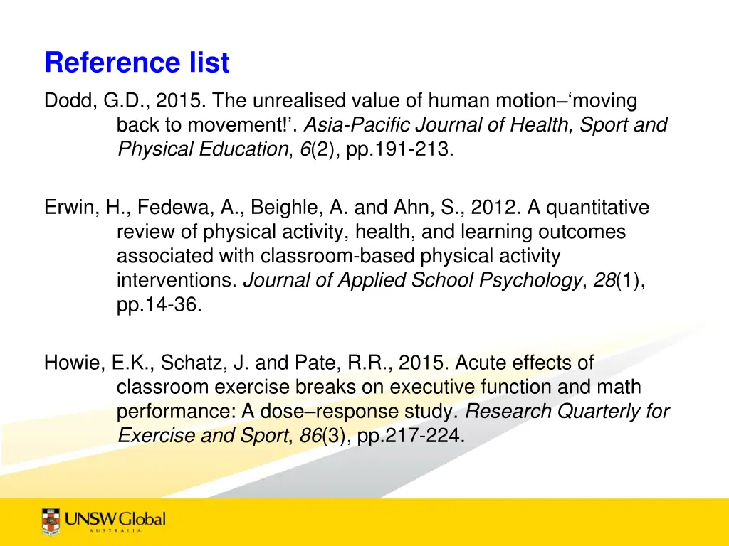 reference list dodd g d 2015 the unrealised value