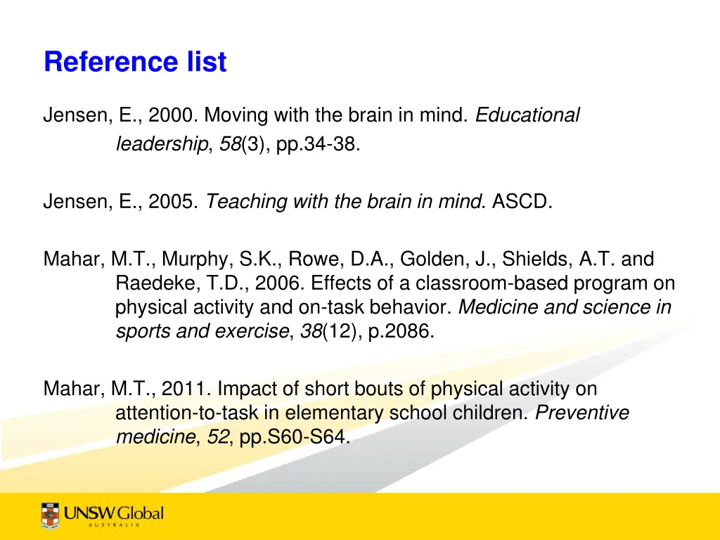 reference list