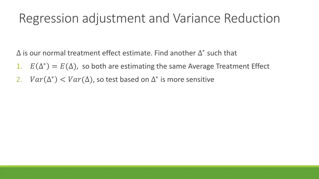 regression adjustment and variance reduction