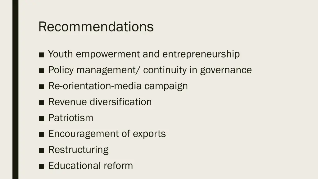 recommendations