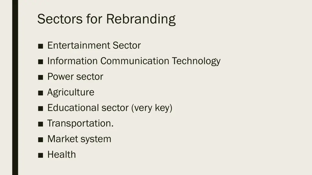 sectors for rebranding