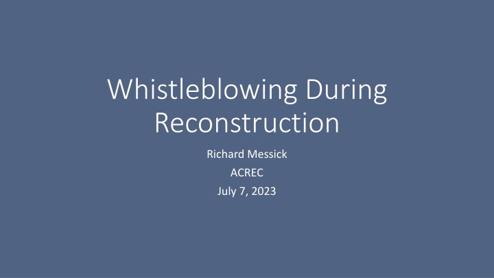 whistleblowing during reconstruction